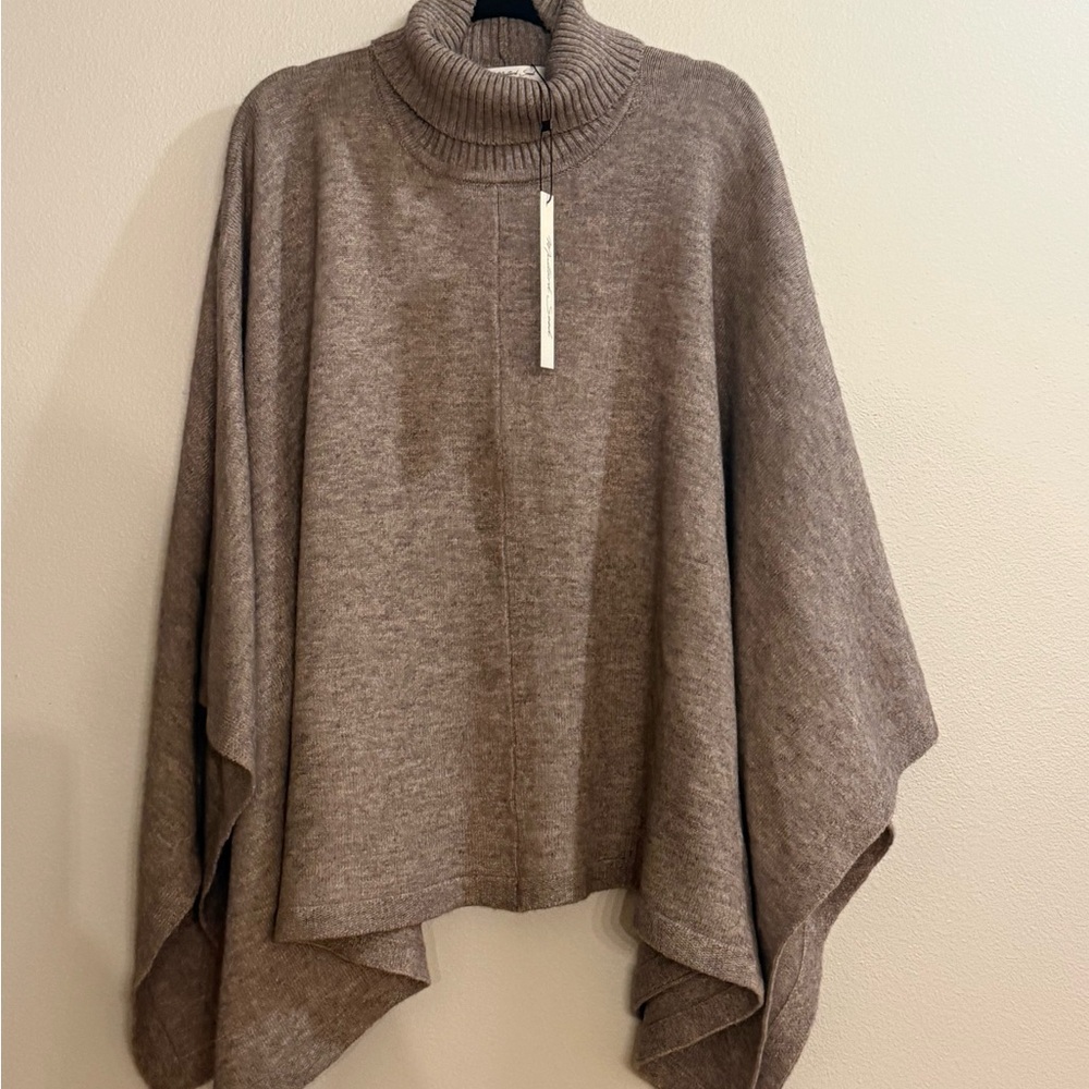 Mustard Seed Taupe Poncho Sweater